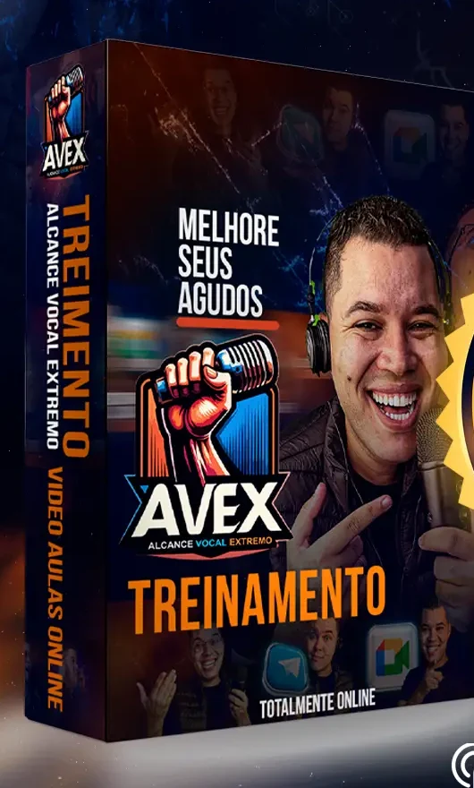 Caixa do treinamento AVEX — Alcance Vocal Extremo, vídeo aulas online