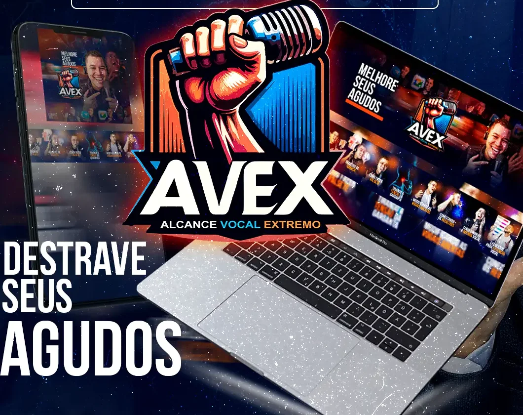 Treinamento AVEX: destrave seus agudos — plataforma no notebook e no celular